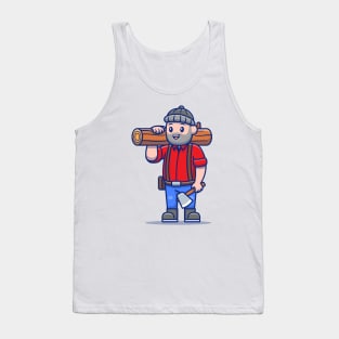 Cute Carpenter Holding Ax And Wood Tank Top